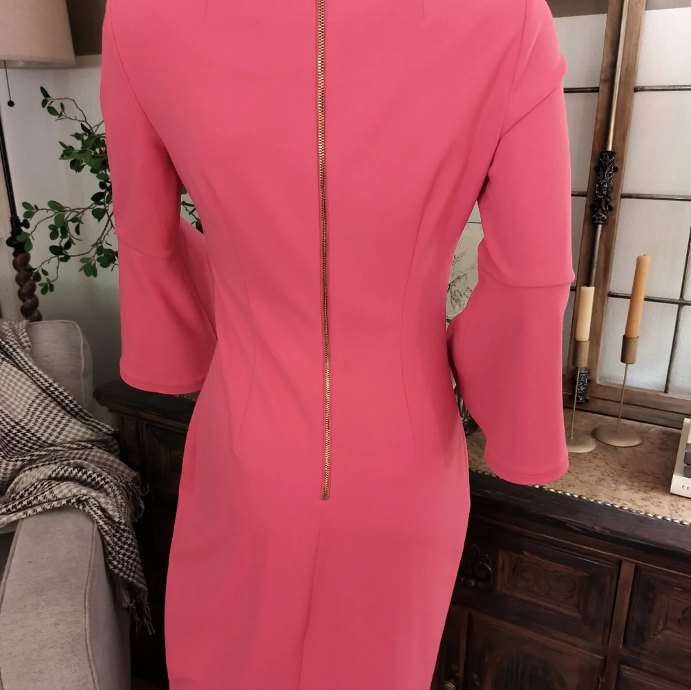 Calvin Klein Coral Bell Sleeves Sheath Dress - Picture 3 of 7